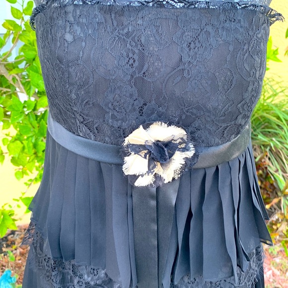 Beautiful 100% silk strapless black cocktail dress by Basix size 8 - Picture 2 of 8